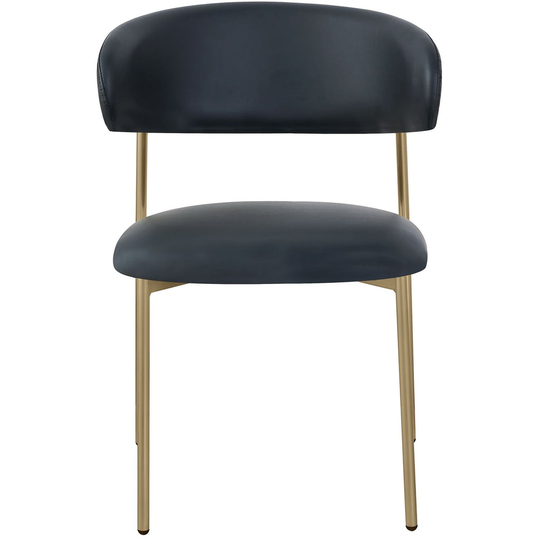 Lupita Vegan Leather Upholstered Dining Chair — Black / Brushed Gold