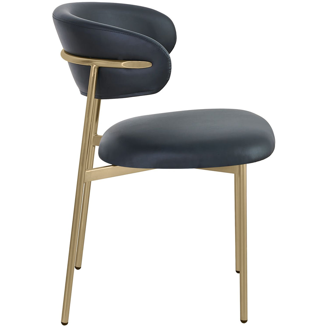 Lupita Vegan Leather Upholstered Dining Chair — Black / Brushed Gold
