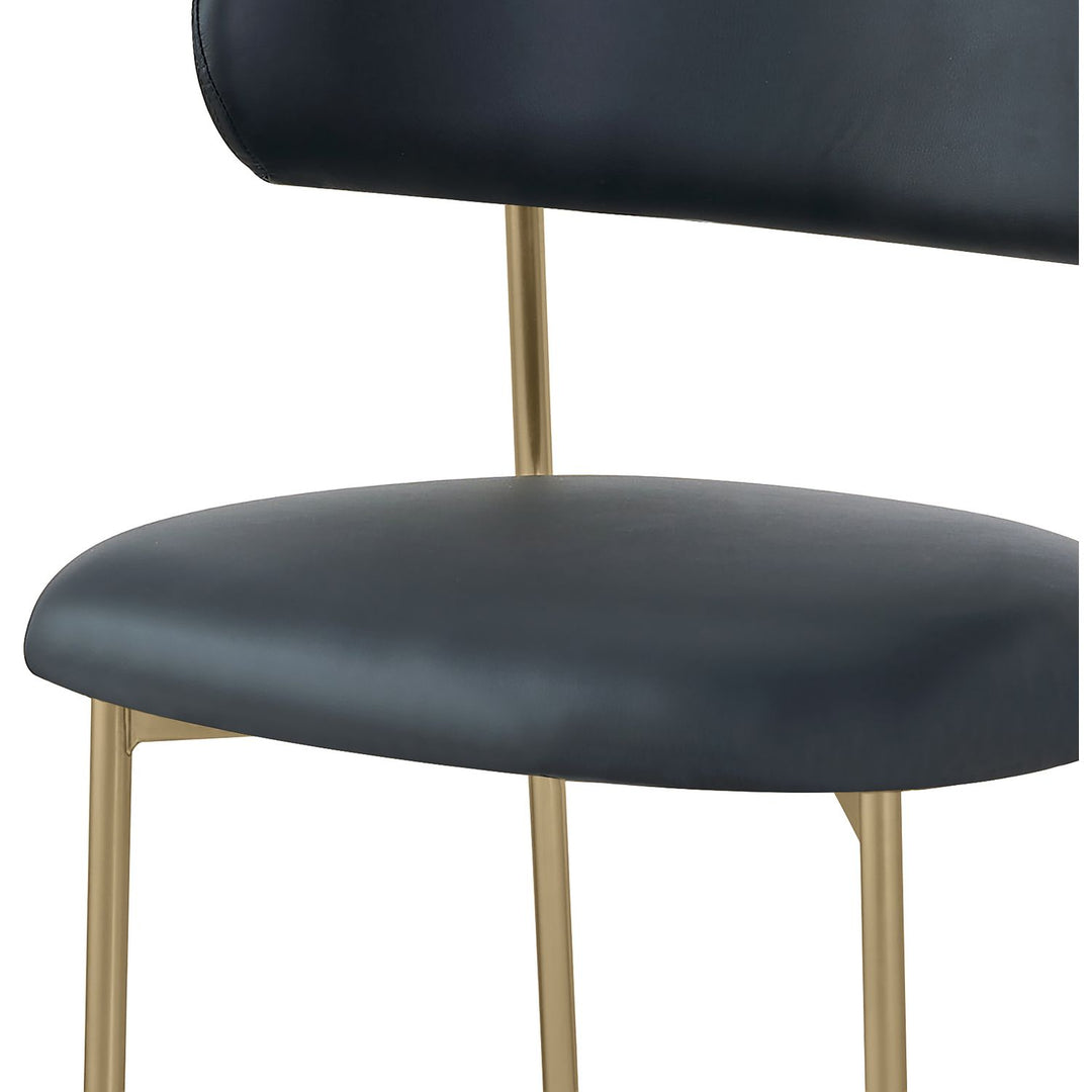Lupita Vegan Leather Upholstered Dining Chair — Black / Brushed Gold