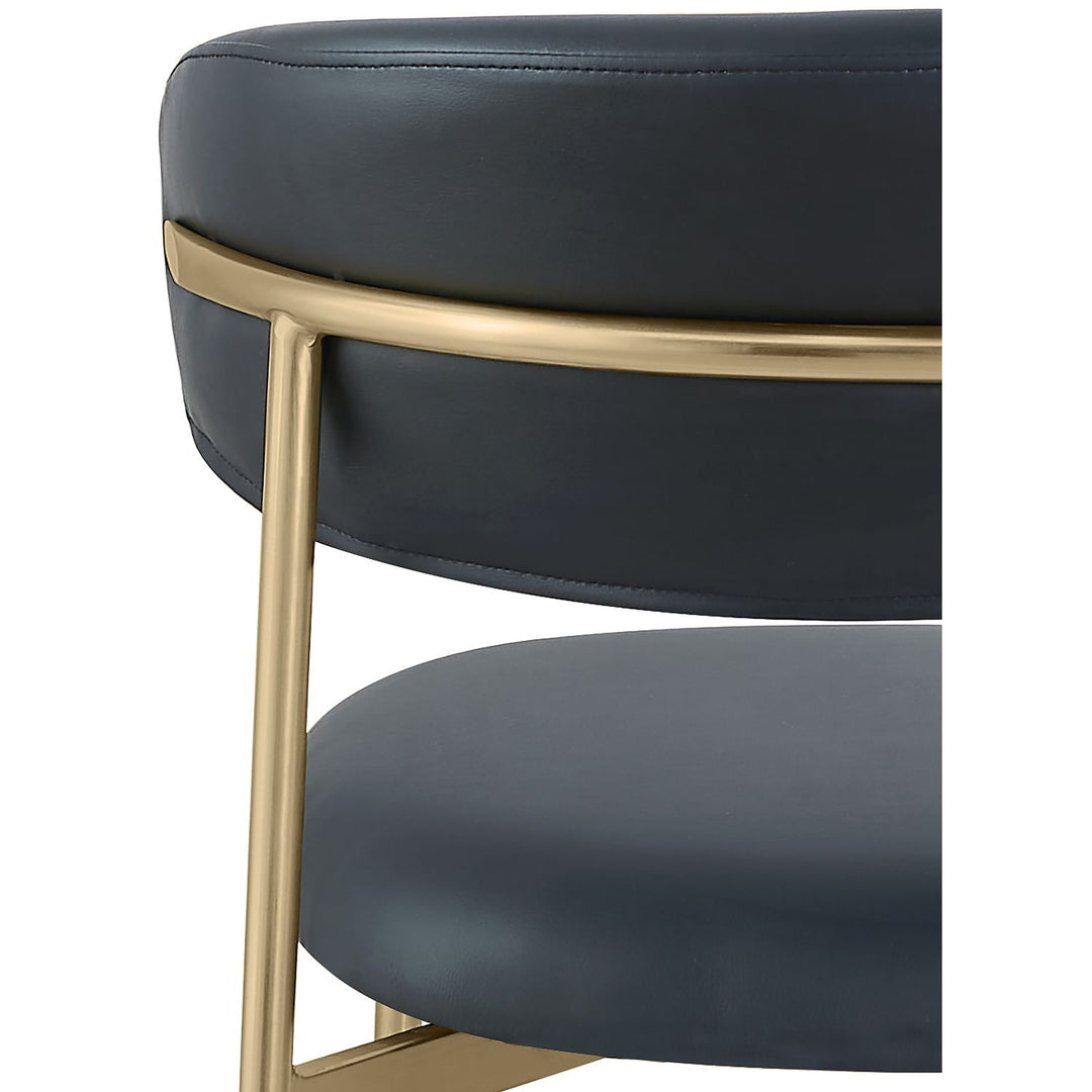 Lupita Vegan Leather Upholstered Dining Chair — Black / Brushed Gold