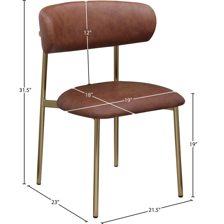 Lupita Vegan Leather Upholstered Dining Chair — Brown / Brushed Gold