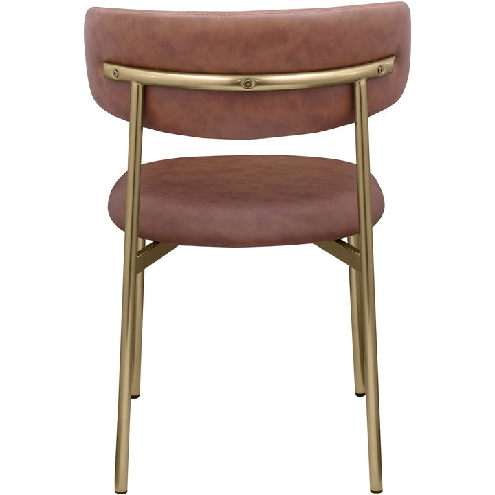 Lupita Vegan Leather Upholstered Dining Chair — Brown / Brushed Gold