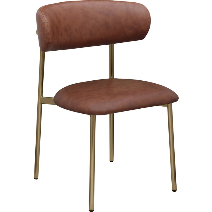 Lupita Vegan Leather Upholstered Dining Chair — Brown / Brushed Gold