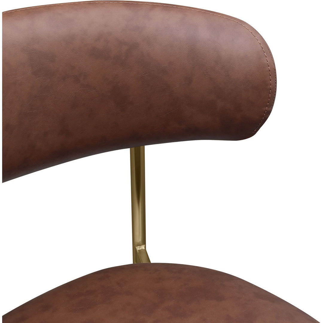 Lupita Vegan Leather Upholstered Dining Chair — Brown / Brushed Gold