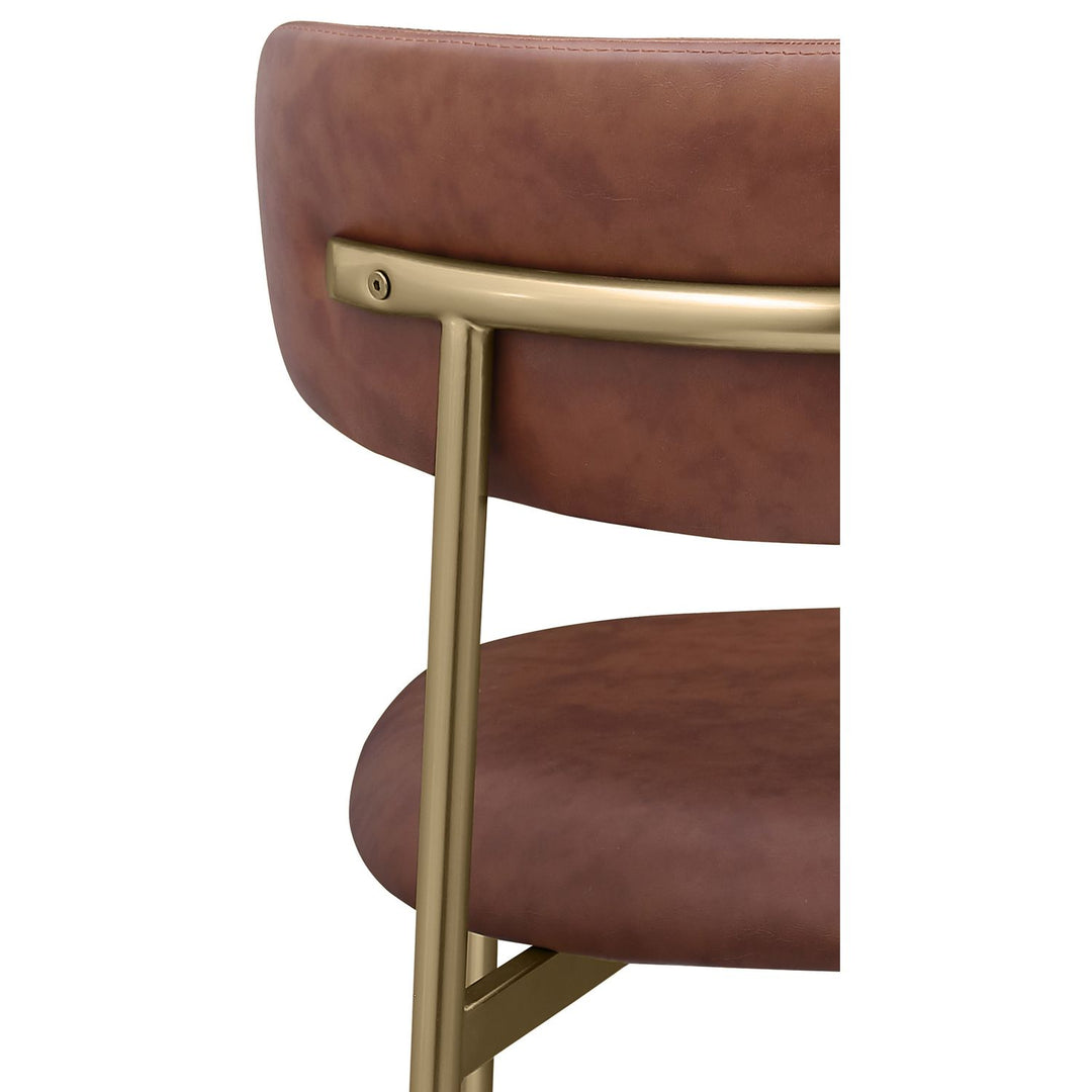 Lupita Vegan Leather Upholstered Dining Chair — Brown / Brushed Gold