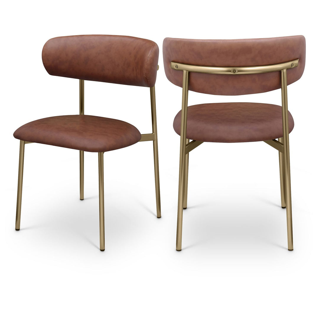 Lupita Brown Vegan Leather Upholstered Dining Chair
