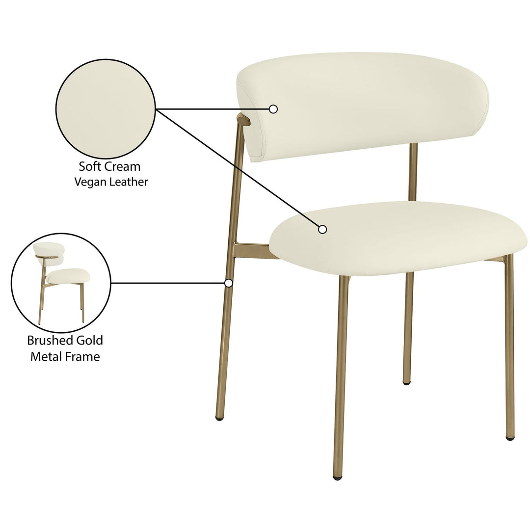 Lupita Vegan Leather Upholstered Dining Chair — Cream / Brushed Gold