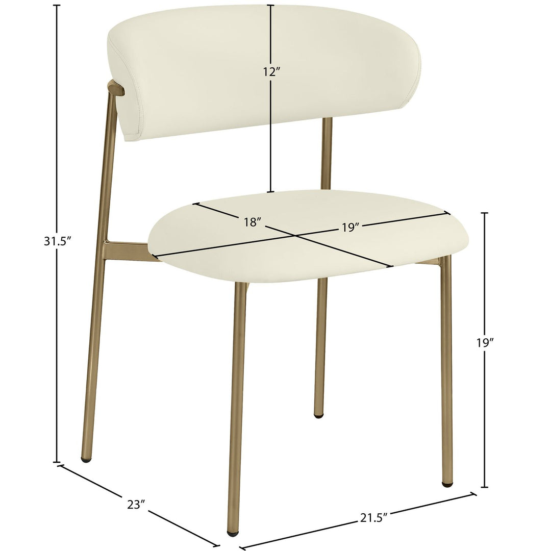 Lupita Vegan Leather Upholstered Dining Chair — Cream / Brushed Gold