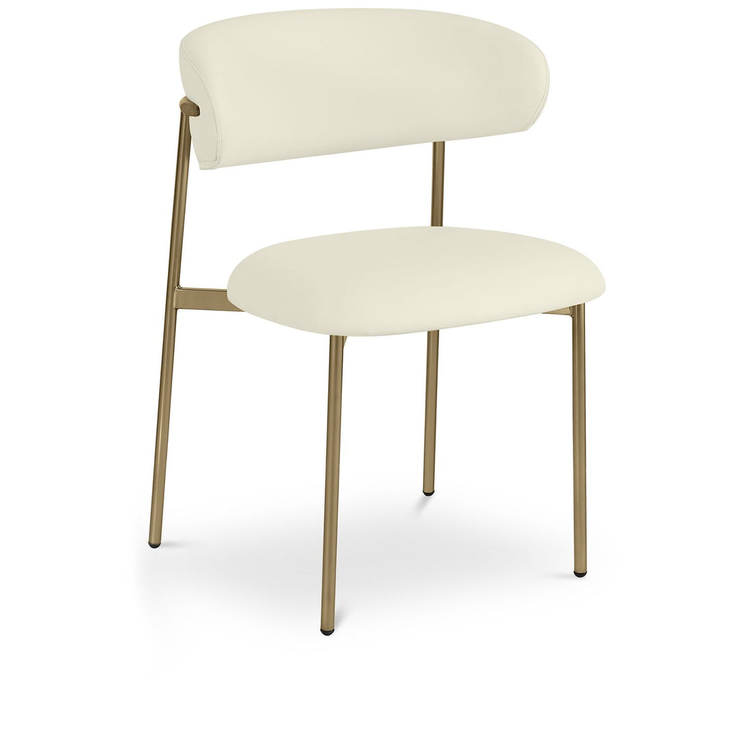 Lupita Vegan Leather Upholstered Dining Chair — Cream / Brushed Gold