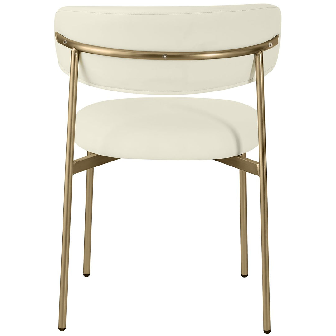 Lupita Vegan Leather Upholstered Dining Chair — Cream / Brushed Gold