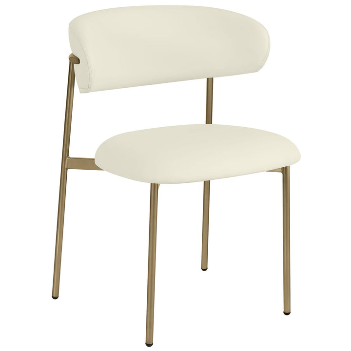 Lupita Vegan Leather Upholstered Dining Chair — Cream / Brushed Gold
