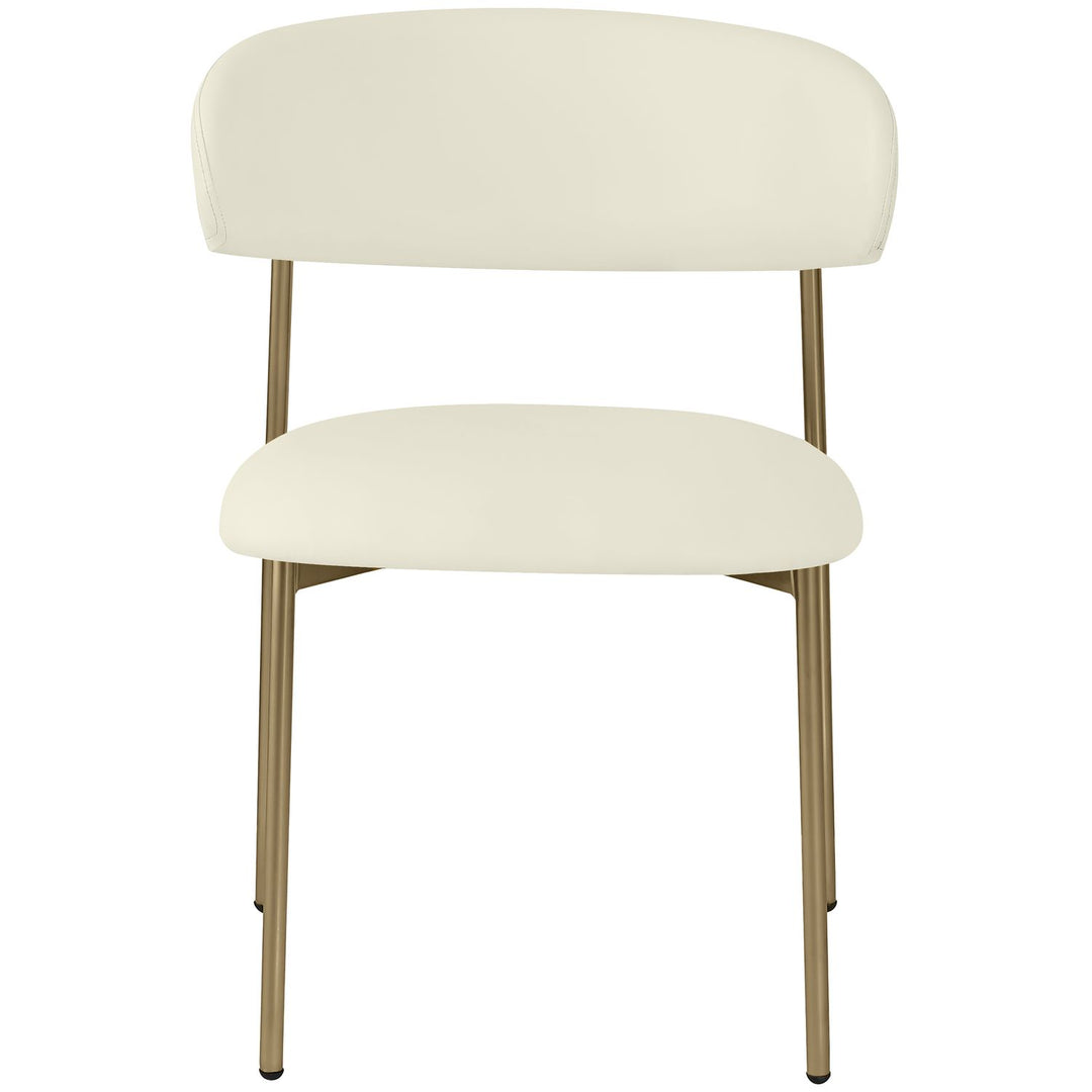 Lupita Vegan Leather Upholstered Dining Chair — Cream / Brushed Gold