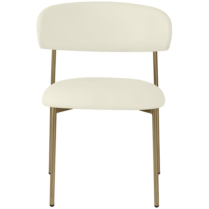Lupita Vegan Leather Upholstered Dining Chair — Cream / Brushed Gold