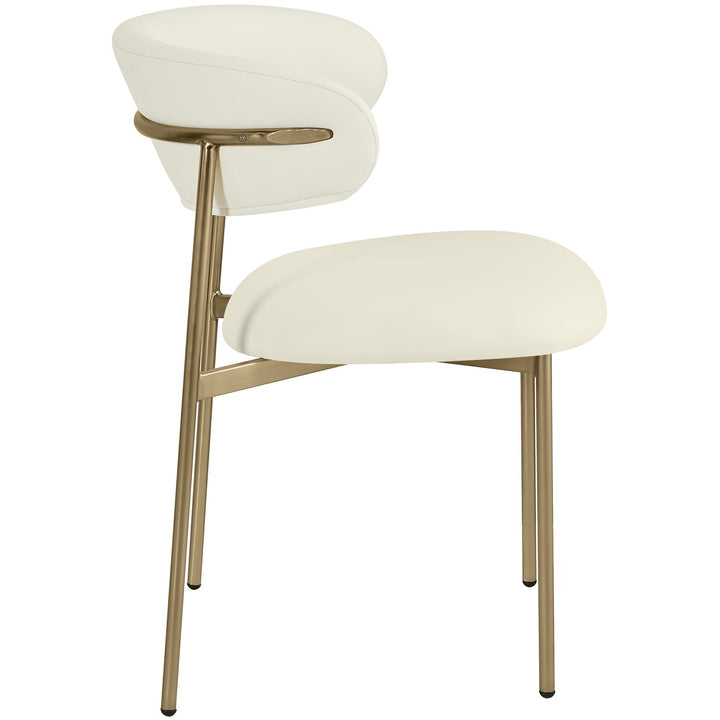 Lupita Vegan Leather Upholstered Dining Chair — Cream / Brushed Gold