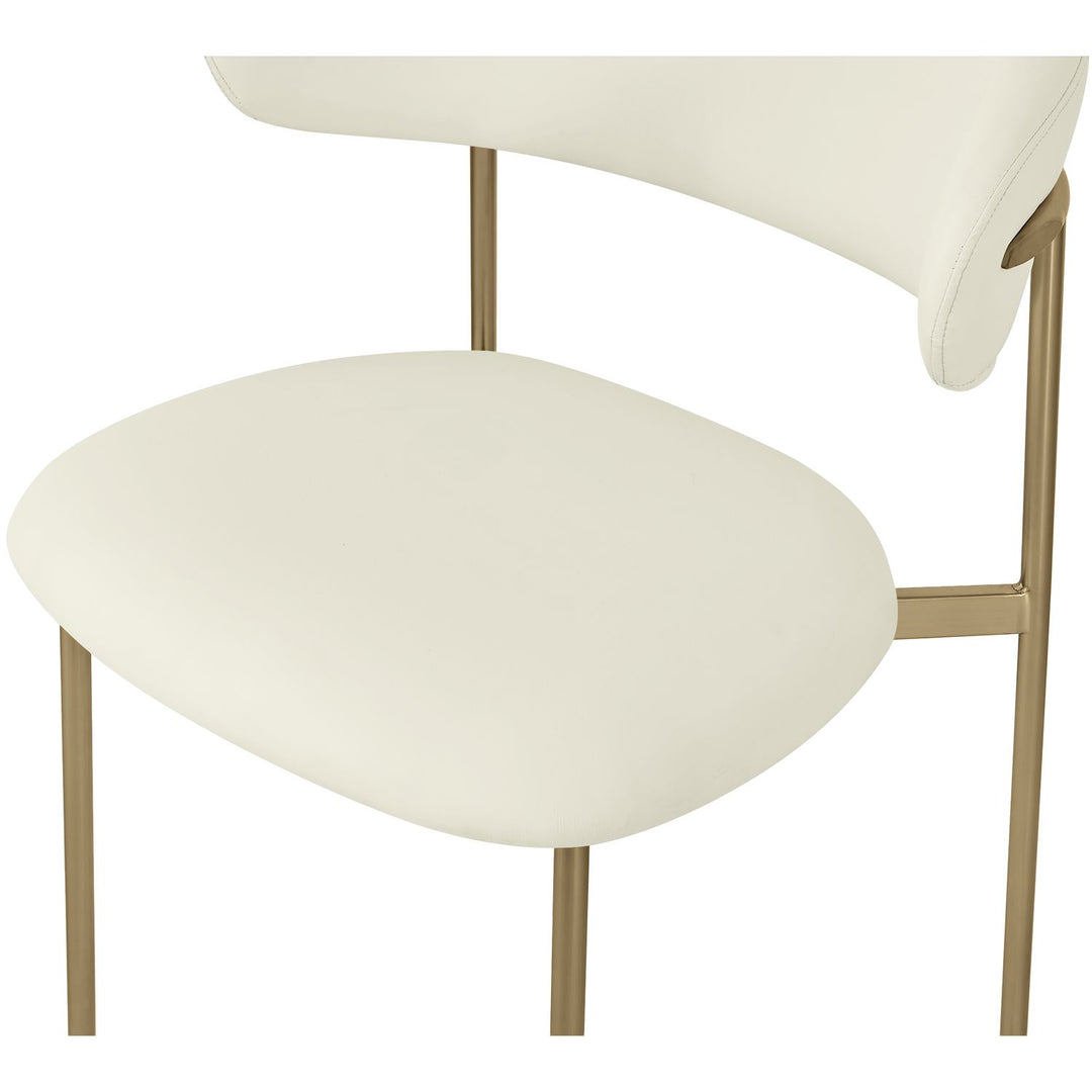 Lupita Vegan Leather Upholstered Dining Chair — Cream / Brushed Gold