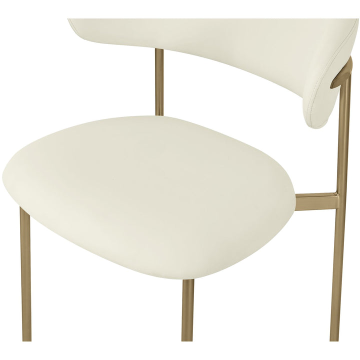 Lupita Vegan Leather Upholstered Dining Chair — Cream / Brushed Gold