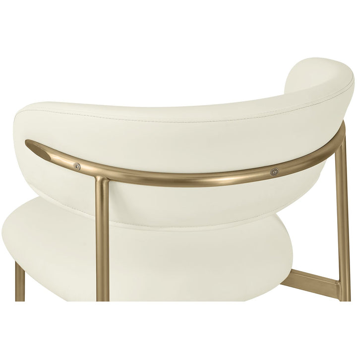 Lupita Vegan Leather Upholstered Dining Chair — Cream / Brushed Gold