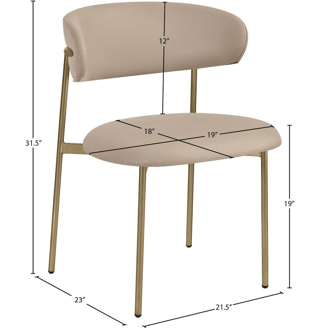 Lupita Vegan Leather Upholstered Dining Chair — Taupe / Brushed Gold