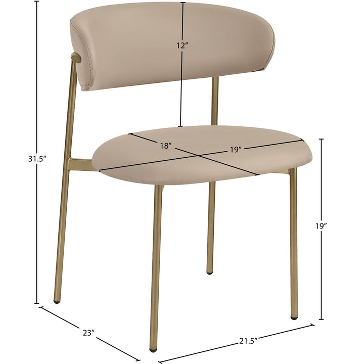 Lupita Vegan Leather Upholstered Dining Chair — Taupe / Brushed Gold