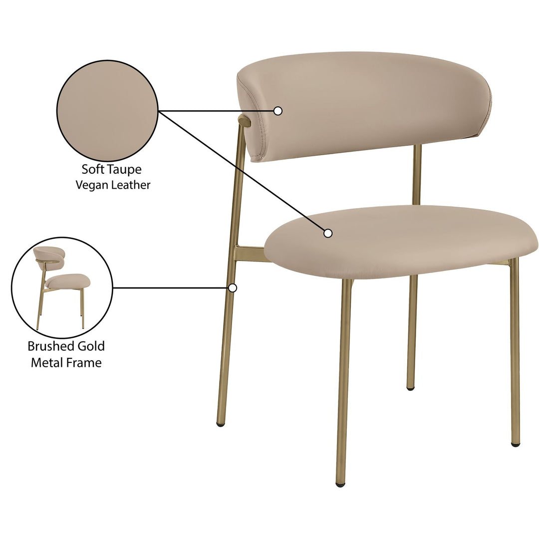 Lupita Vegan Leather Upholstered Dining Chair — Taupe / Brushed Gold