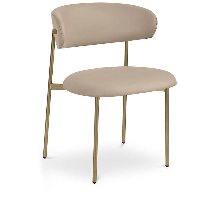 Lupita Vegan Leather Upholstered Dining Chair — Taupe / Brushed Gold