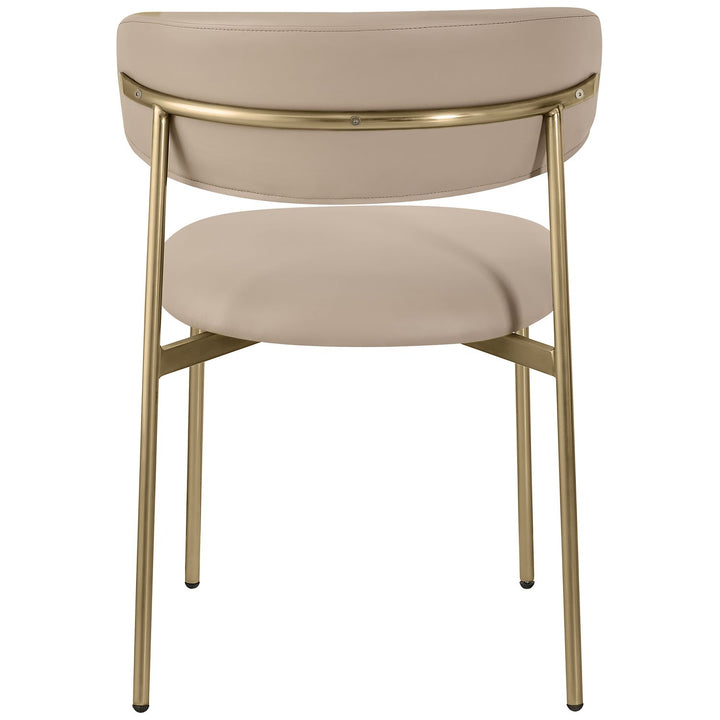 Lupita Vegan Leather Upholstered Dining Chair — Taupe / Brushed Gold