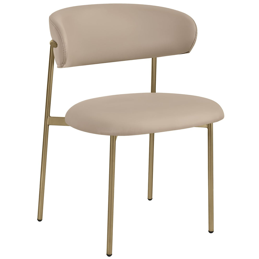Lupita Vegan Leather Upholstered Dining Chair — Taupe / Brushed Gold