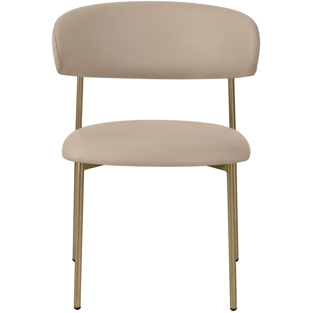 Lupita Vegan Leather Upholstered Dining Chair — Taupe / Brushed Gold