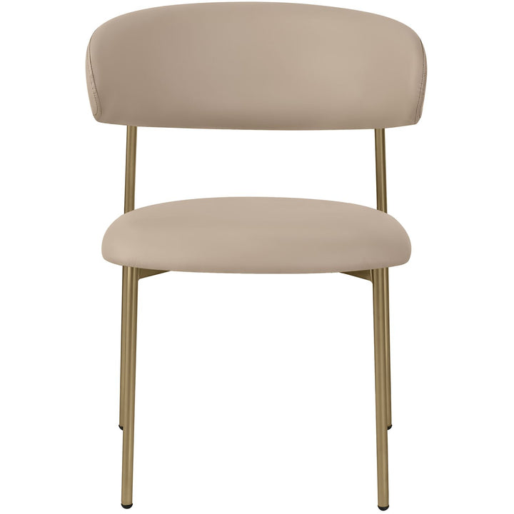 Lupita Vegan Leather Upholstered Dining Chair — Taupe / Brushed Gold