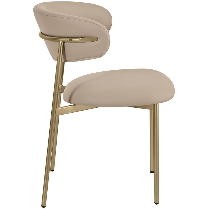 Lupita Vegan Leather Upholstered Dining Chair — Taupe / Brushed Gold