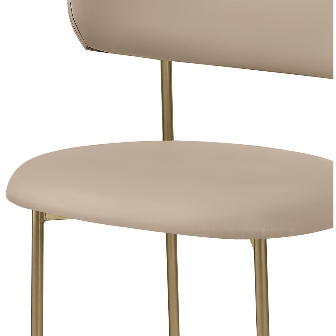 Lupita Vegan Leather Upholstered Dining Chair — Taupe / Brushed Gold