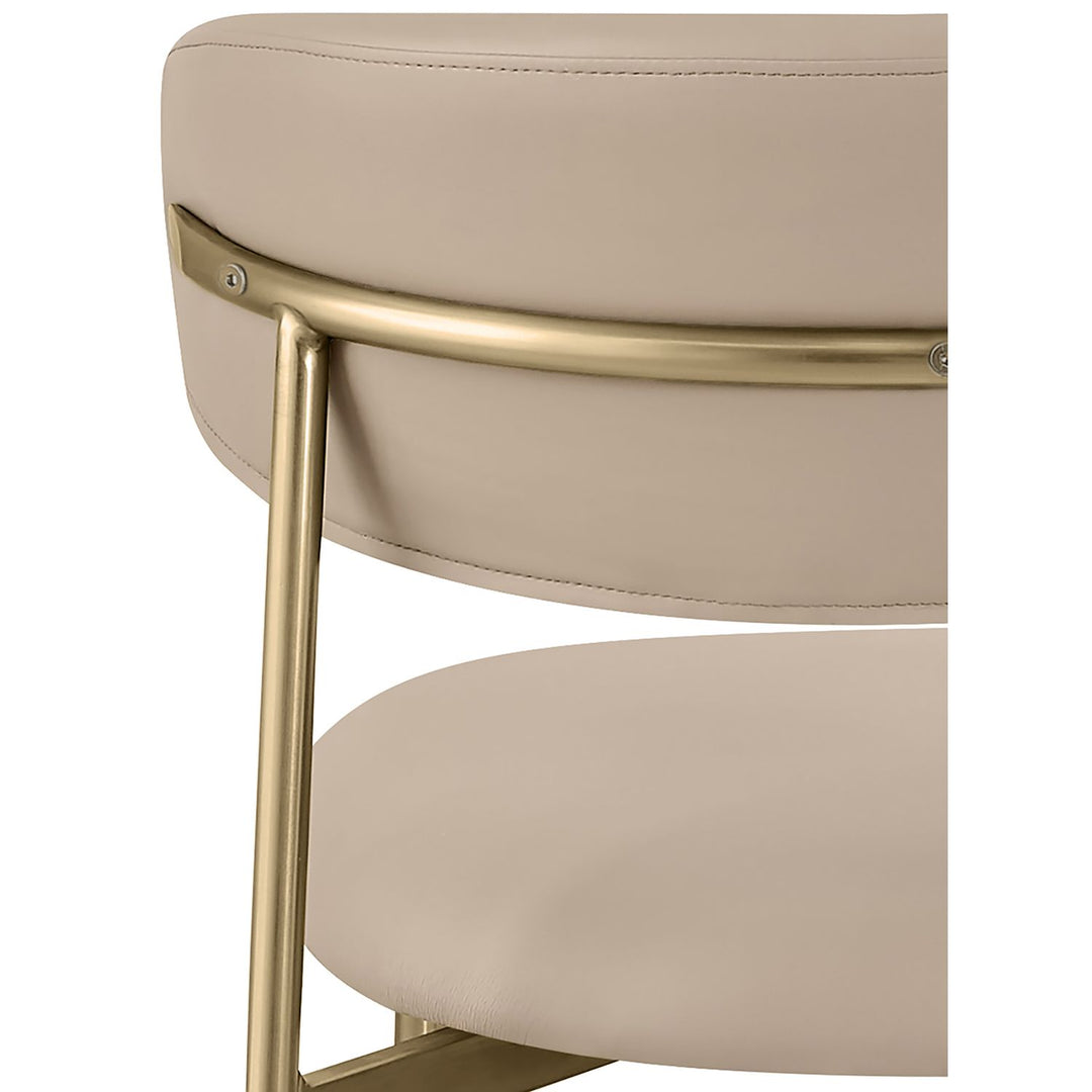 Lupita Vegan Leather Upholstered Dining Chair — Taupe / Brushed Gold