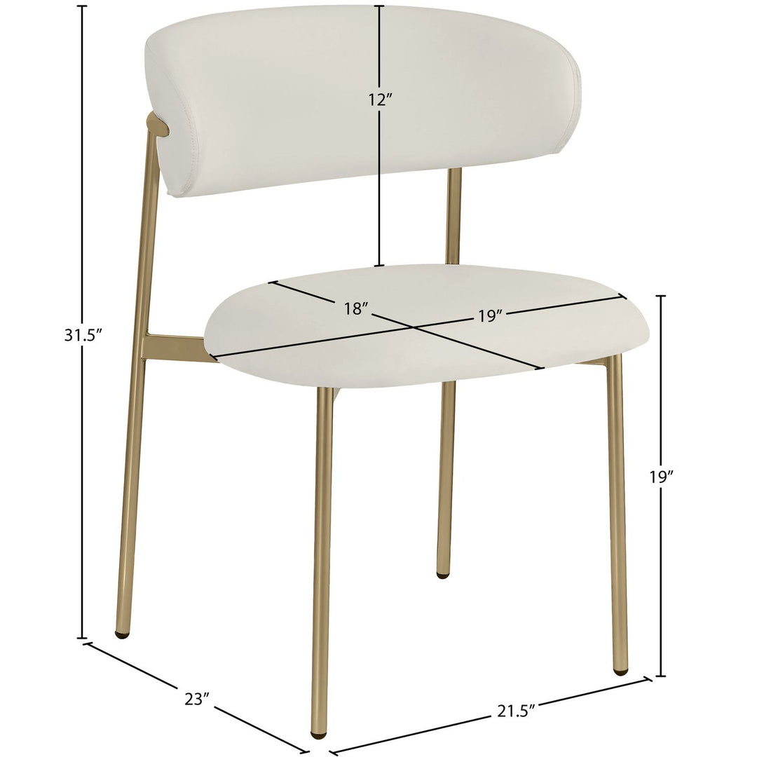 Lupita Vegan Leather Upholstered Dining Chair — Off-White / Brushed Gold