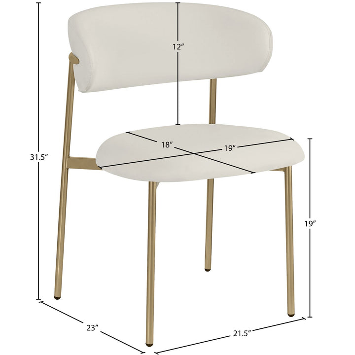 Lupita Vegan Leather Upholstered Dining Chair — Off-White / Brushed Gold