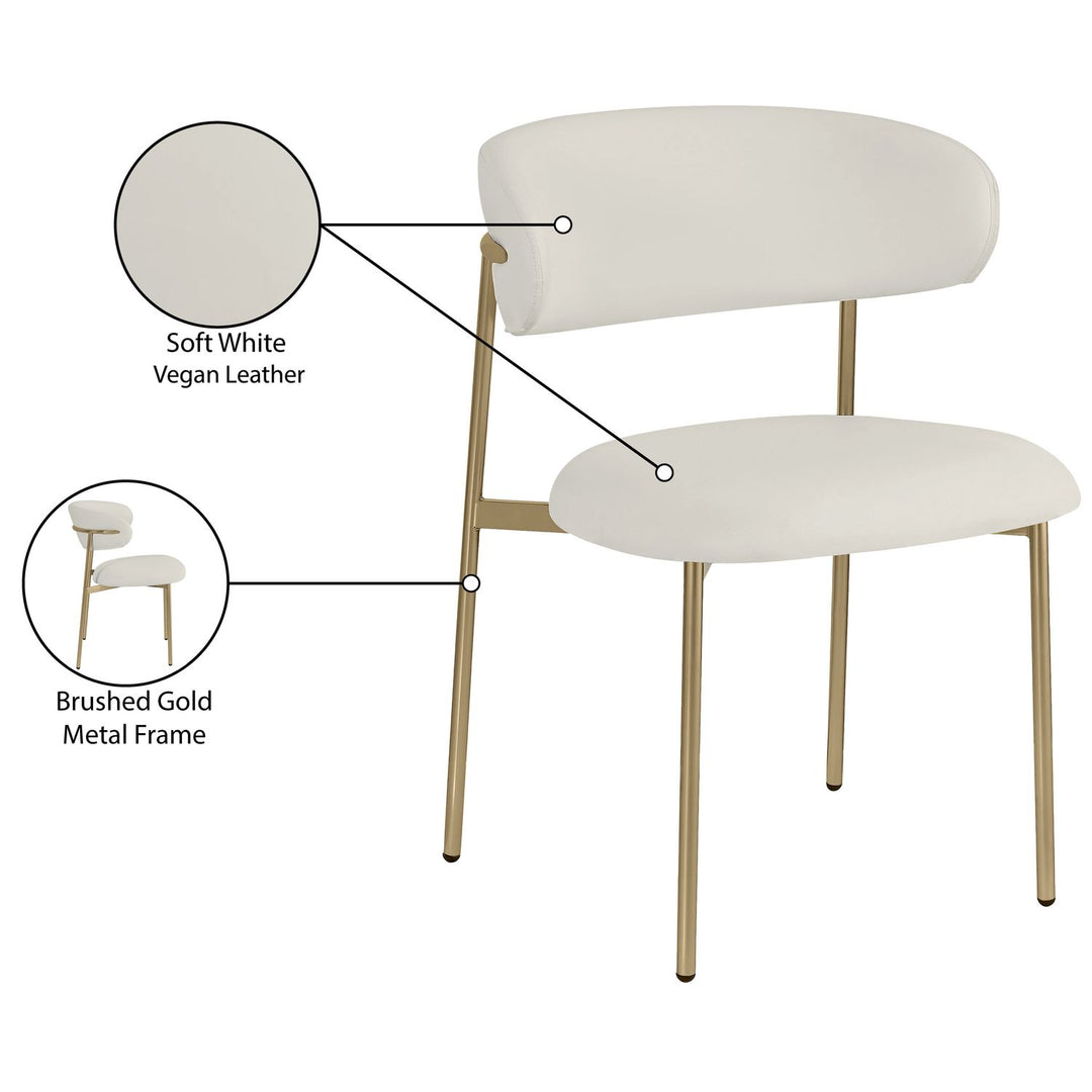 Lupita Vegan Leather Upholstered Dining Chair — Off-White / Brushed Gold