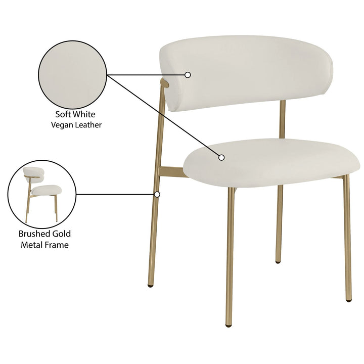 Lupita Vegan Leather Upholstered Dining Chair — Off-White / Brushed Gold