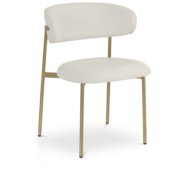 Lupita Vegan Leather Upholstered Dining Chair — Off-White / Brushed Gold