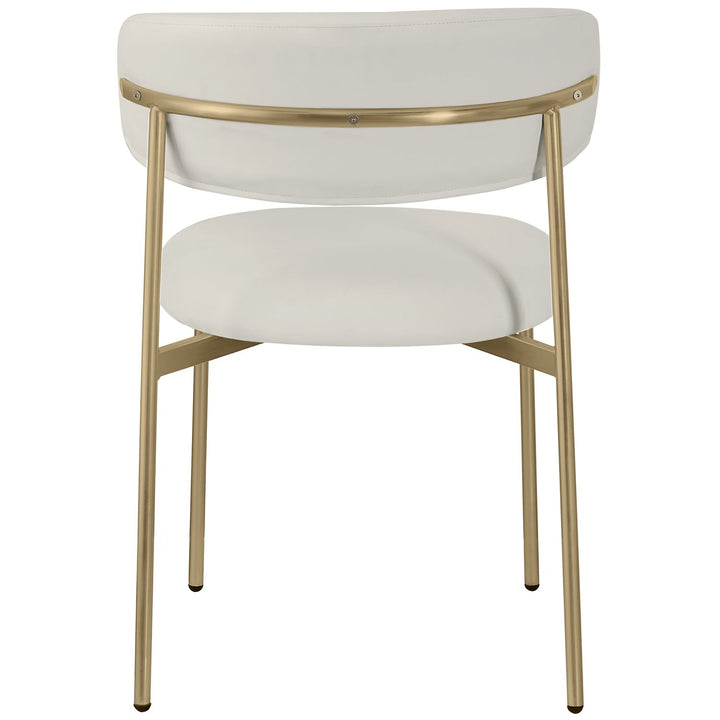 Lupita Vegan Leather Upholstered Dining Chair — Off-White / Brushed Gold