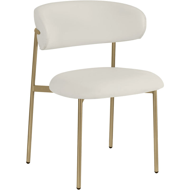 Lupita Vegan Leather Upholstered Dining Chair — Off-White / Brushed Gold