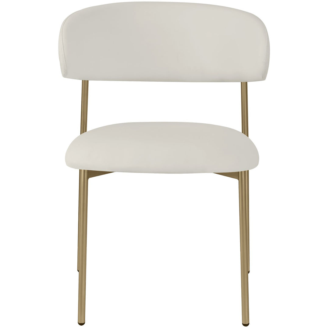 Lupita Vegan Leather Upholstered Dining Chair — Off-White / Brushed Gold