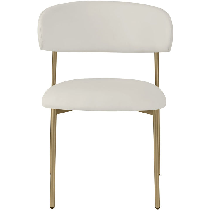 Lupita Vegan Leather Upholstered Dining Chair — Off-White / Brushed Gold