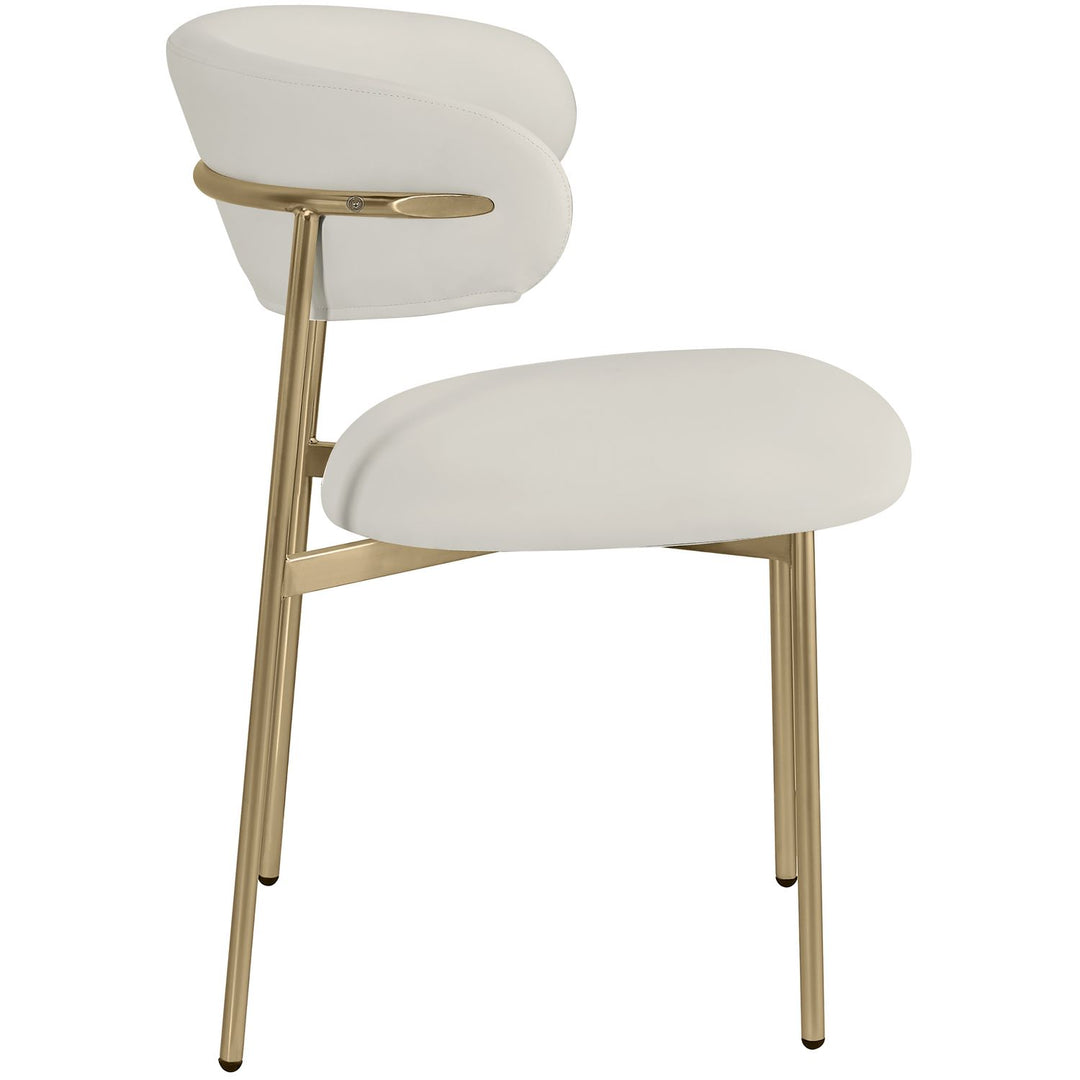 Lupita Vegan Leather Upholstered Dining Chair — Off-White / Brushed Gold