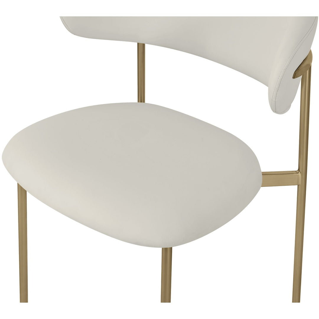 Lupita Vegan Leather Upholstered Dining Chair — Off-White / Brushed Gold