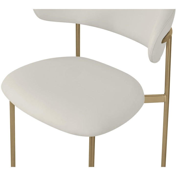 Lupita Vegan Leather Upholstered Dining Chair — Off-White / Brushed Gold