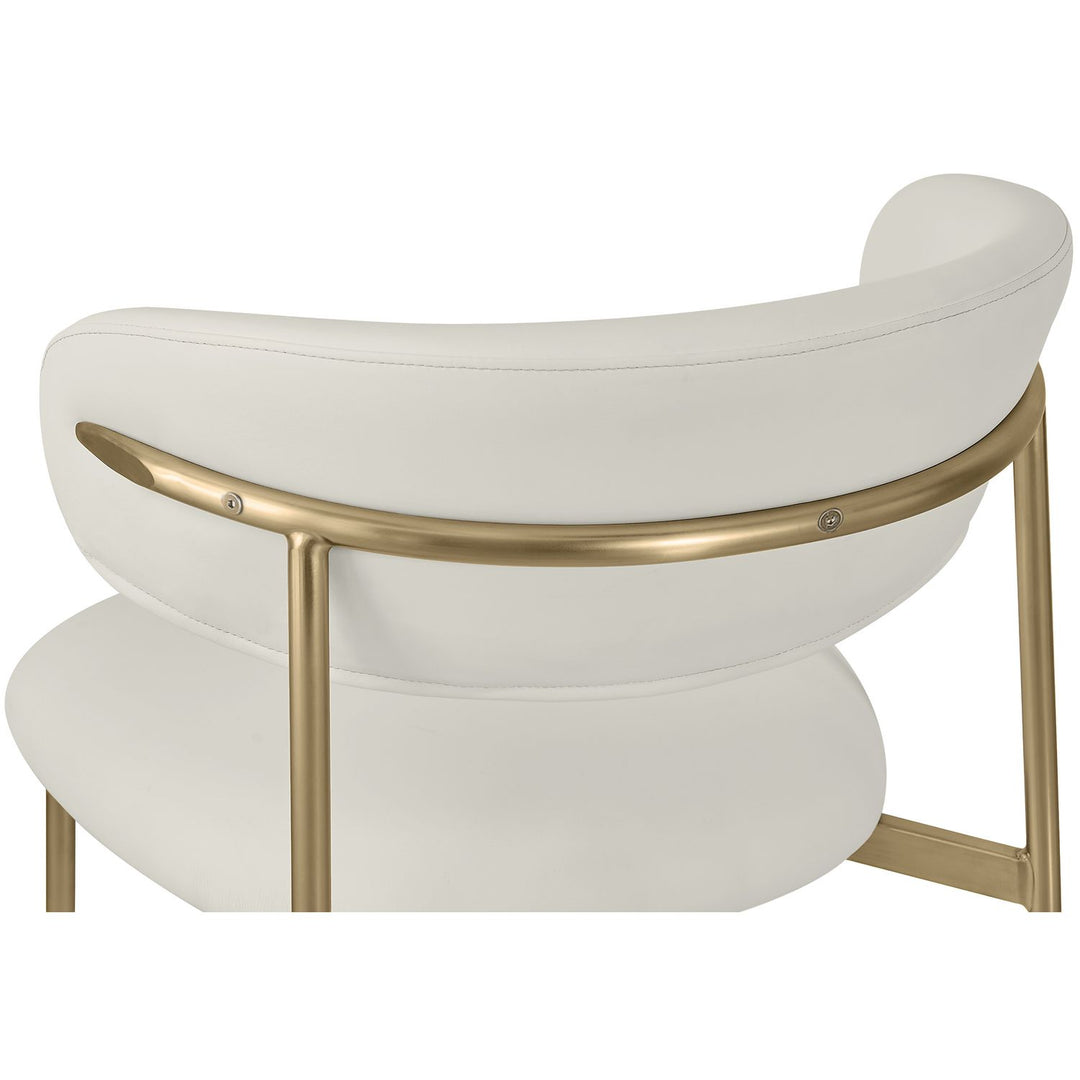 Lupita Vegan Leather Upholstered Dining Chair — Off-White / Brushed Gold