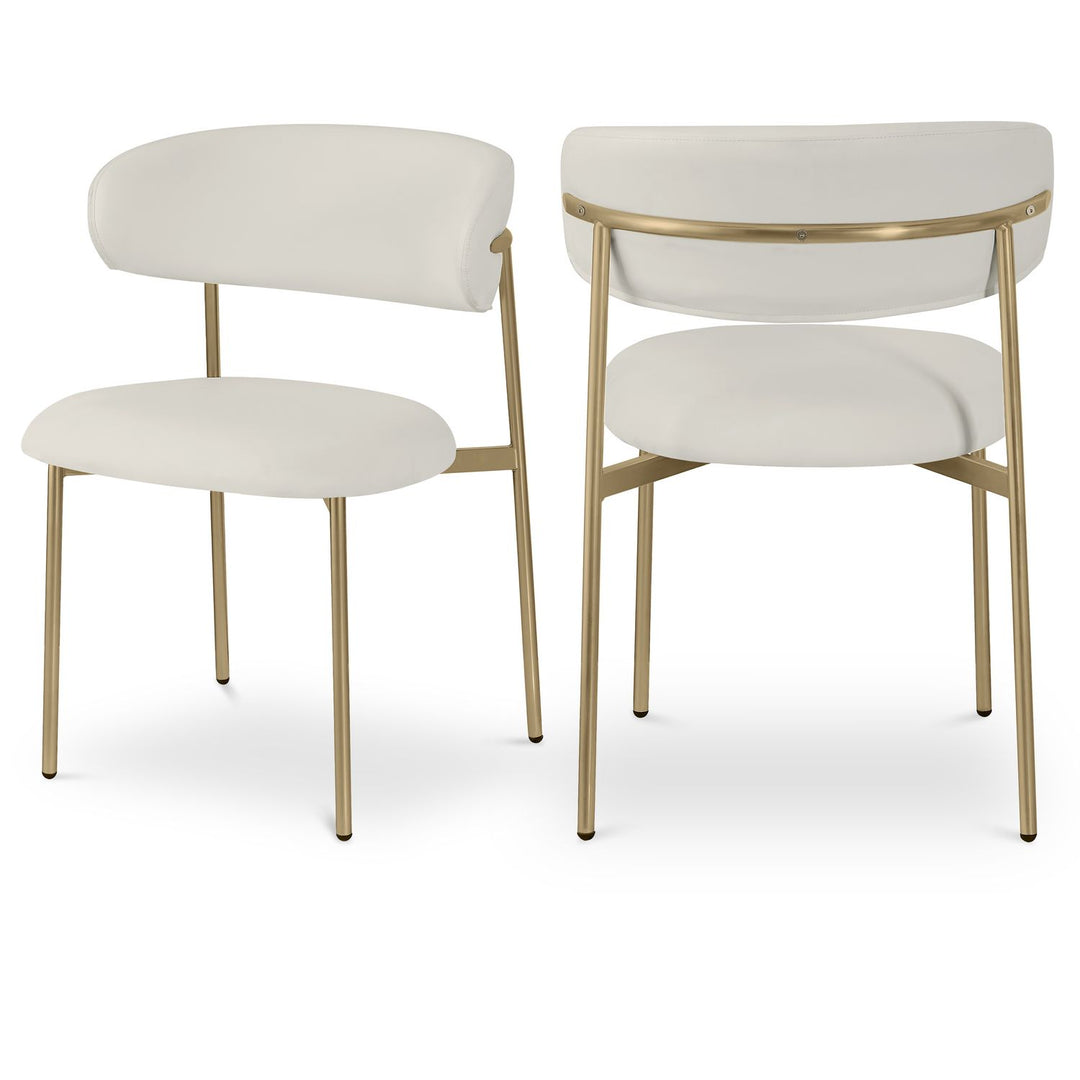 Lupita Off-White Vegan Leather Upholstered Dining Chair