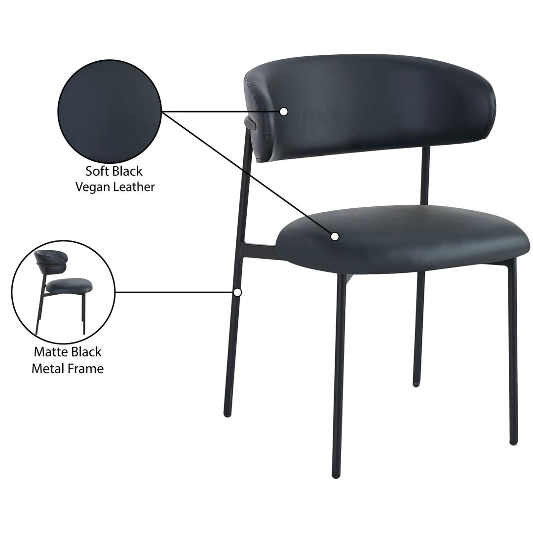 Lupita Vegan Leather Upholstered Dining Chair — Black / Matte Black