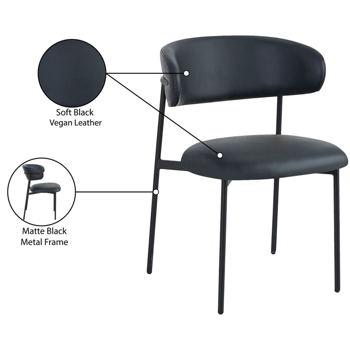 Lupita Vegan Leather Upholstered Dining Chair — Black / Matte Black