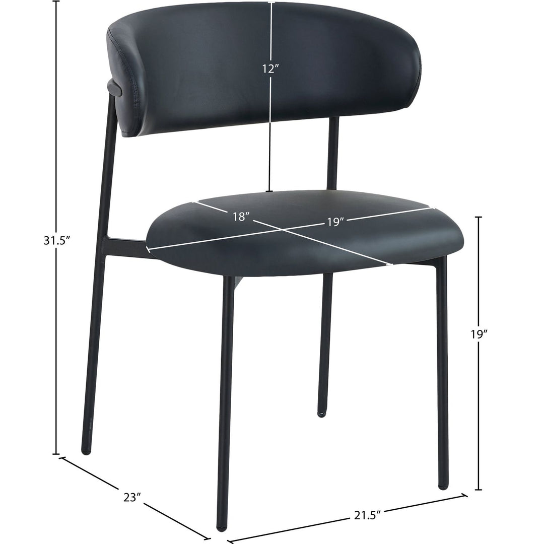 Lupita Vegan Leather Upholstered Dining Chair — Black / Matte Black