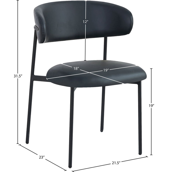Lupita Vegan Leather Upholstered Dining Chair — Black / Matte Black